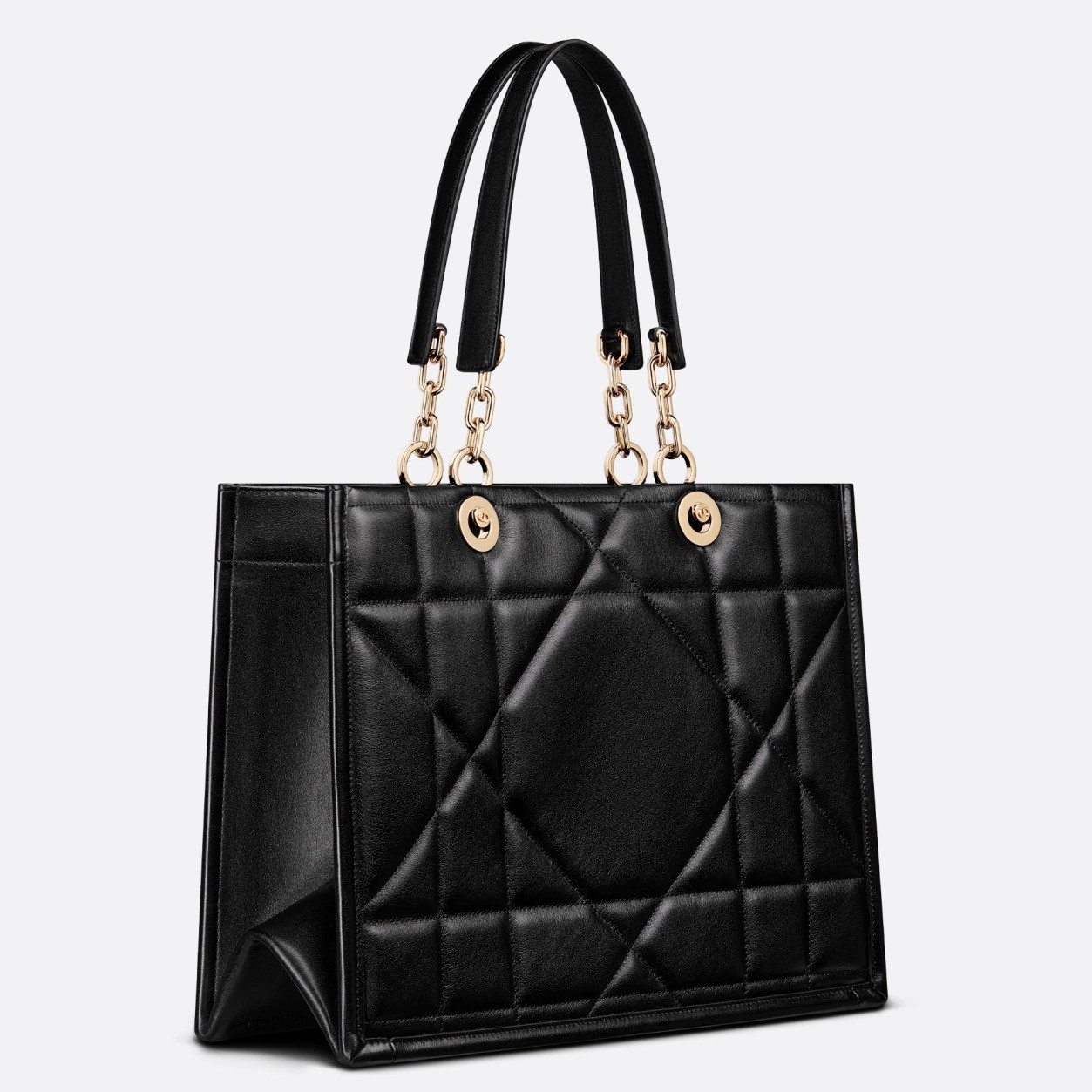 D*or medium essential tote bag in black archicannage calfskin