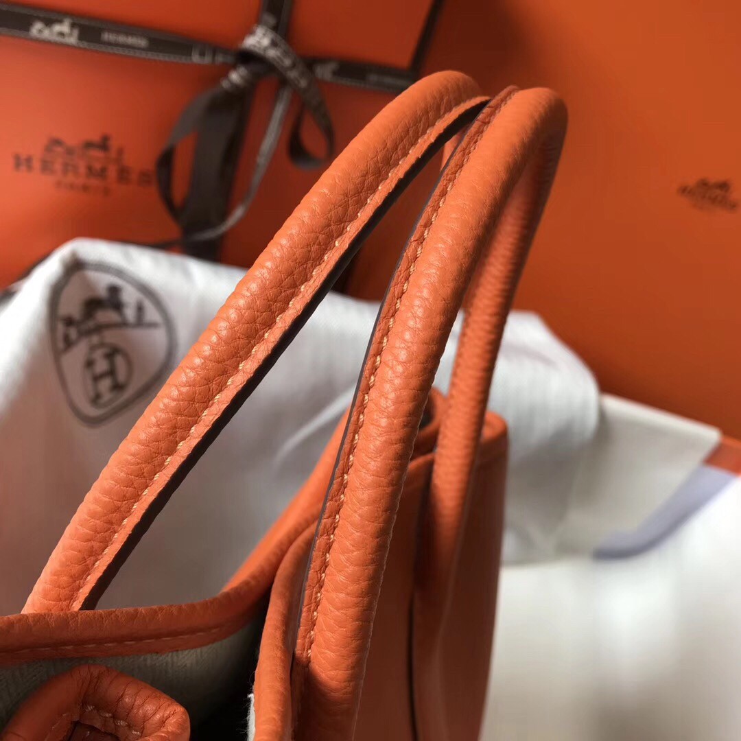 H**mes garden party 30 bag in orange clemence calfskin