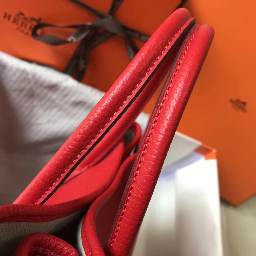 H**mes garden party 30 bag in red clemence calfskin
