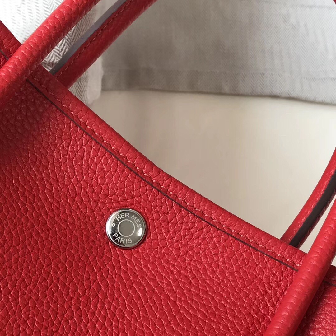 H**mes garden party 30 bag in red clemence calfskin