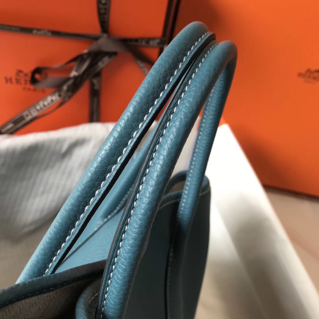 H**mes garden party 36 bag in blue jean clemence calfskin