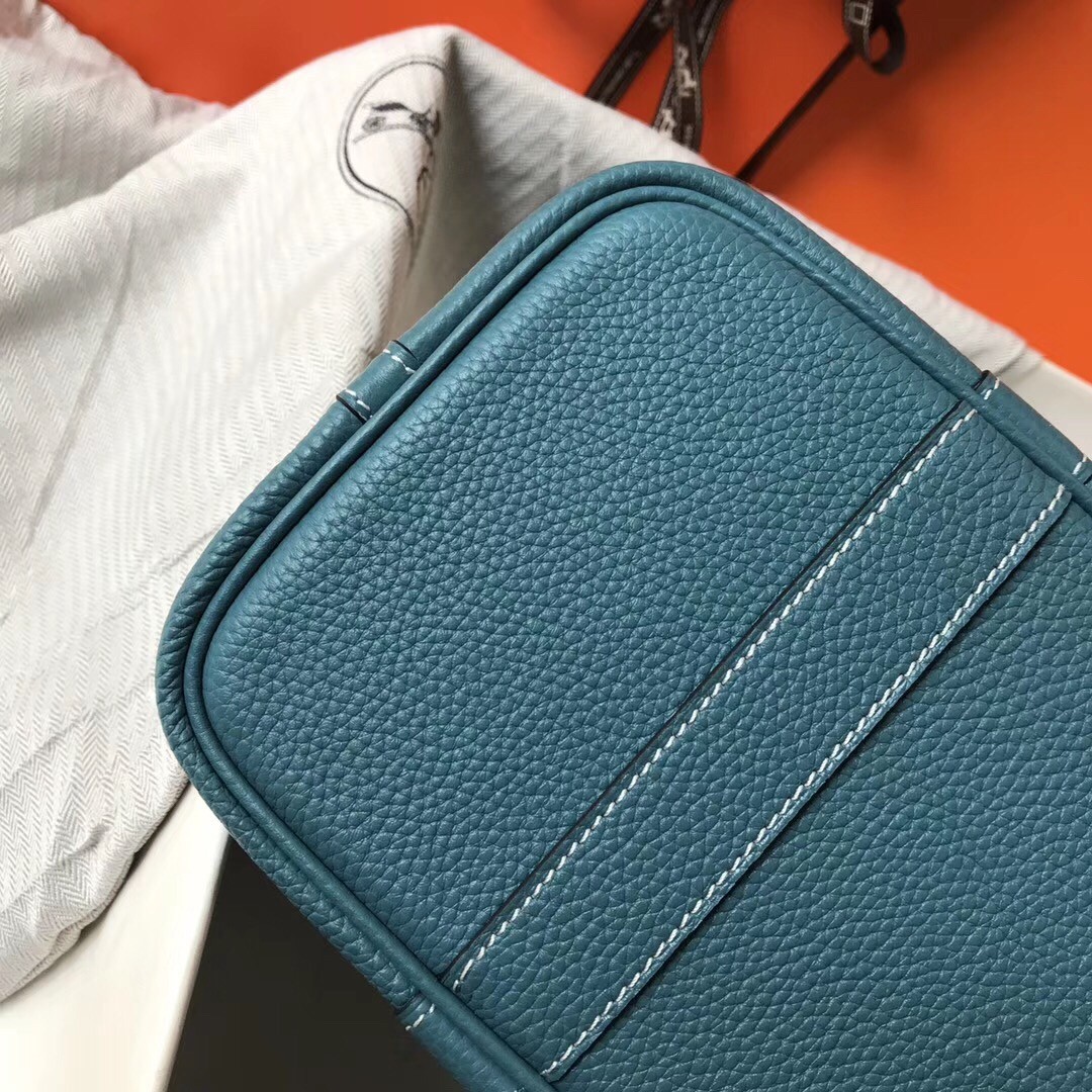 H**mes garden party 36 bag in blue jean clemence calfskin