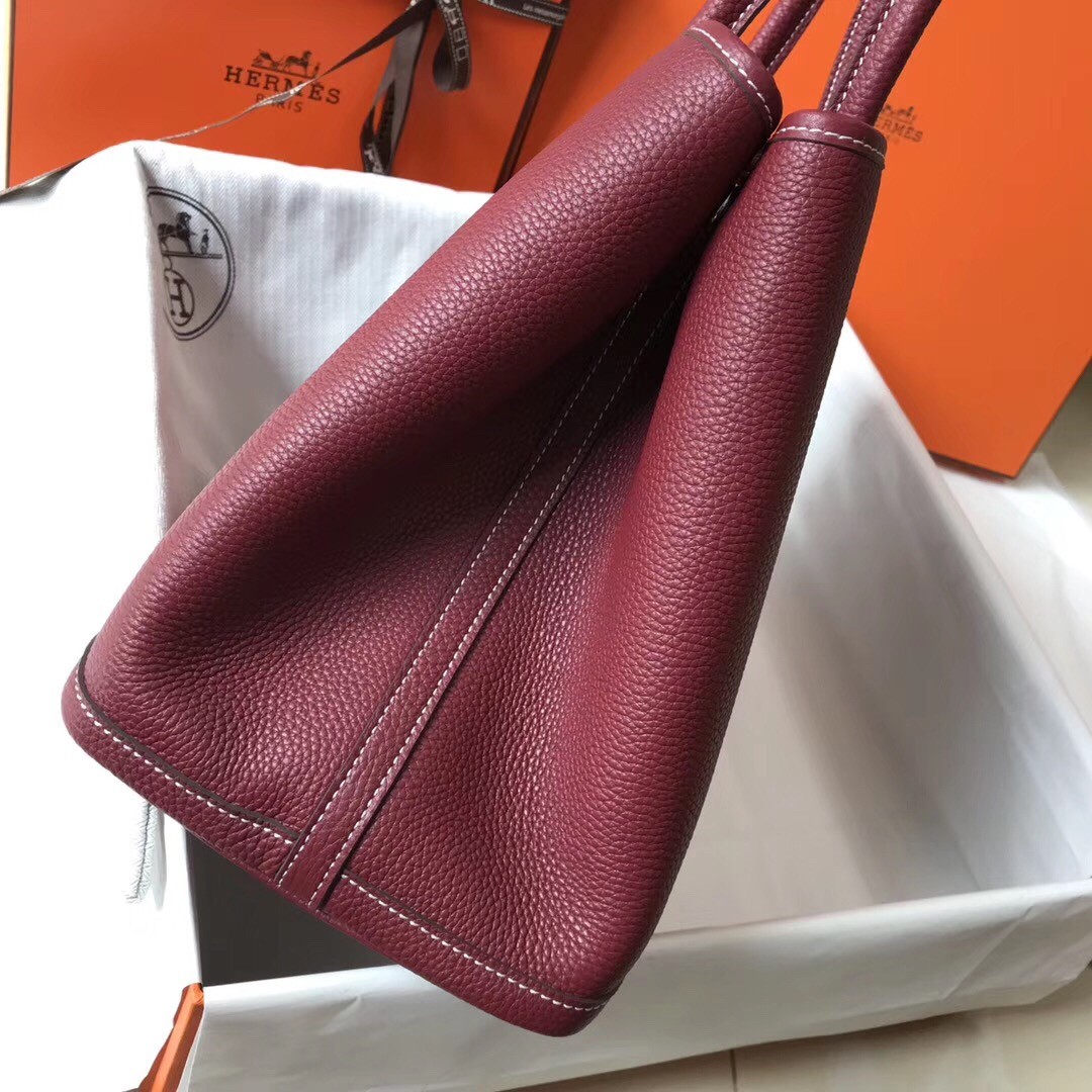 H**mes garden party 36 bag in bordeaux clemence calfskin