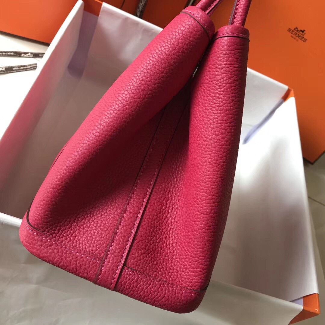 H**mes garden party 36 bag in rose red clemence calfskin