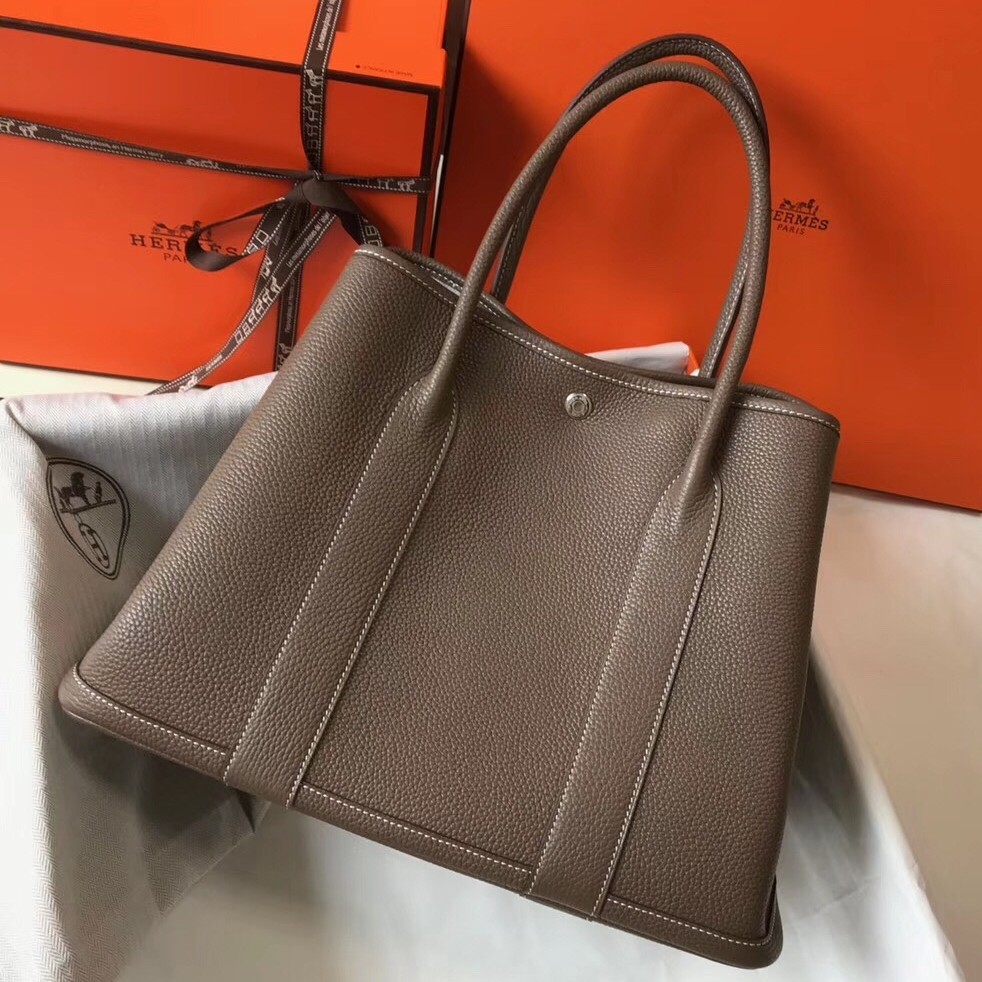 H**mes garden party 36 bag in taupe clemence calfskin