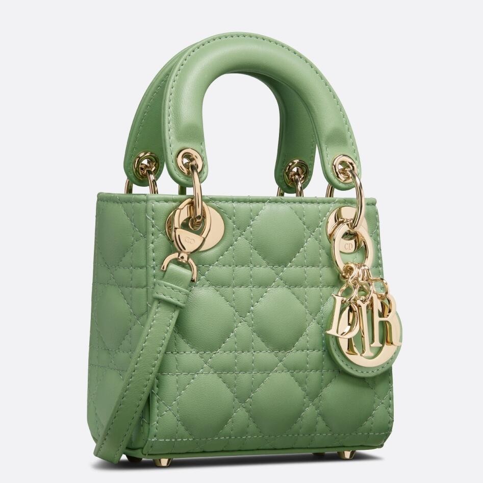 D*or micro lady D*or bag in mint cannage lambskin