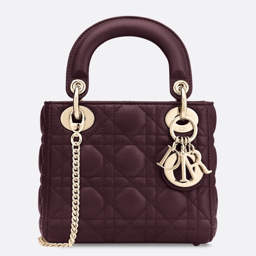 D*or mini lady D*or bag in bordeaux lambskin