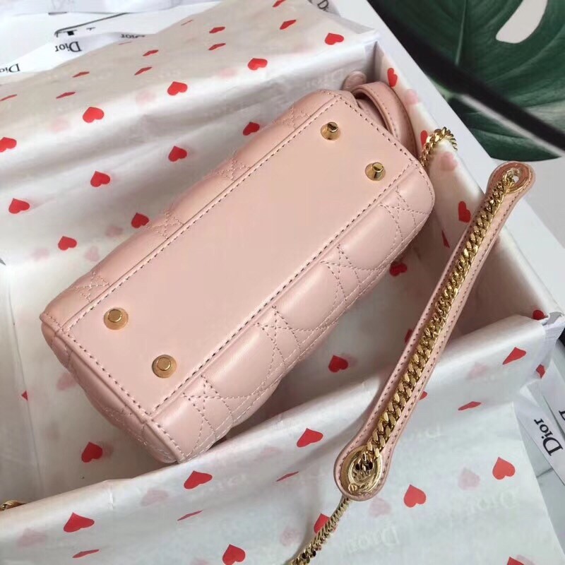 D*or mini lady D*or bag in poudre lambskin