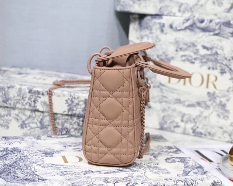 D*or mini lady D*or bag in blush ultramatte calfskin