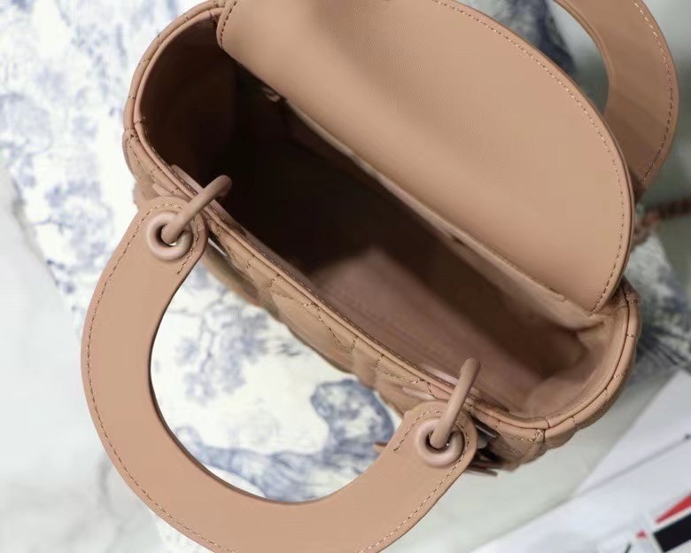 D*or mini lady D*or bag in blush ultramatte calfskin