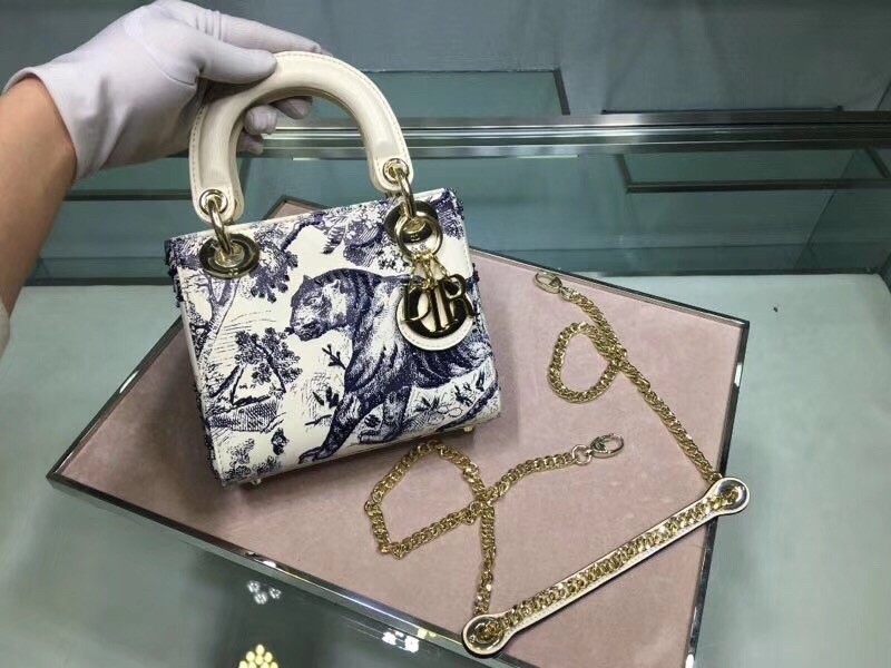 D*or mini lady D*or bag with toile de jouy printed
