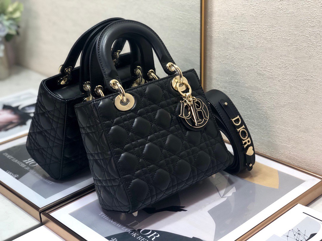 D*or small lady D*or my abcD*or bag in black cannage lambskin