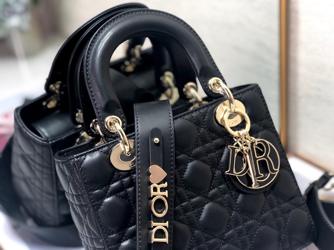 D*or small lady D*or my abcD*or bag in black cannage lambskin