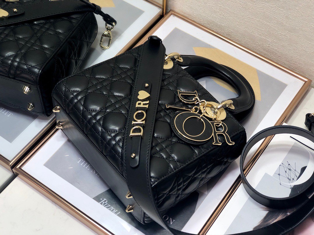 D*or small lady D*or my abcD*or bag in black cannage lambskin