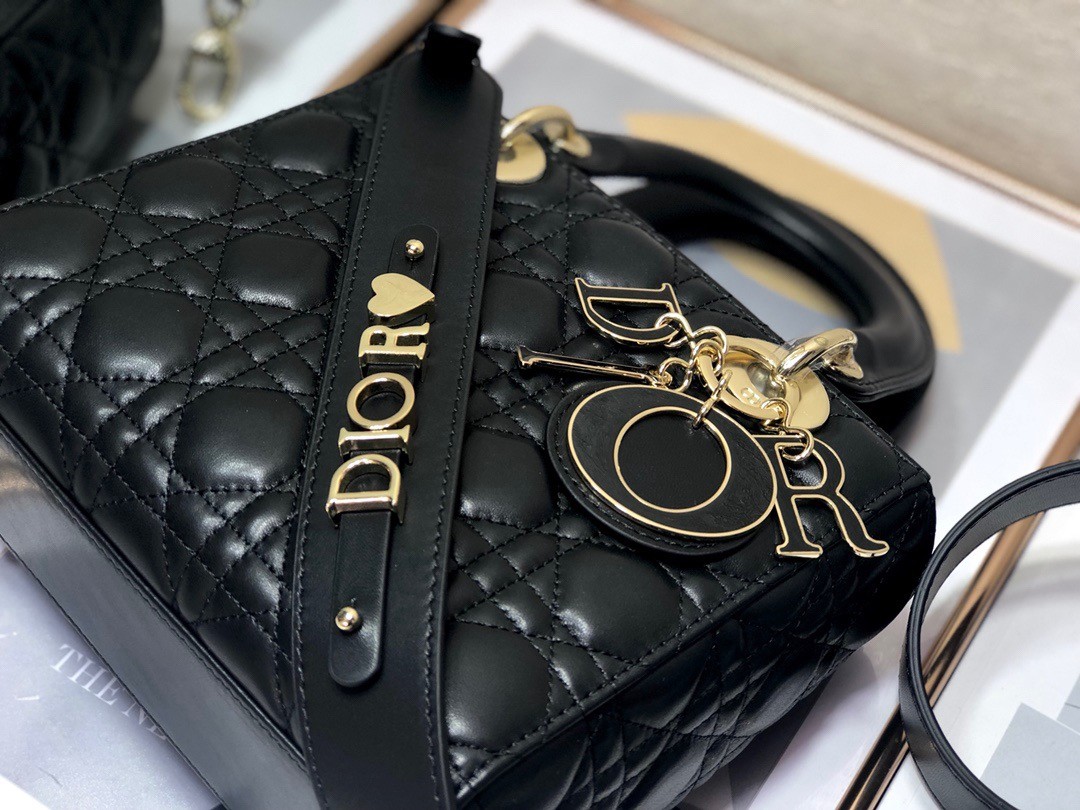 D*or small lady D*or my abcD*or bag in black cannage lambskin