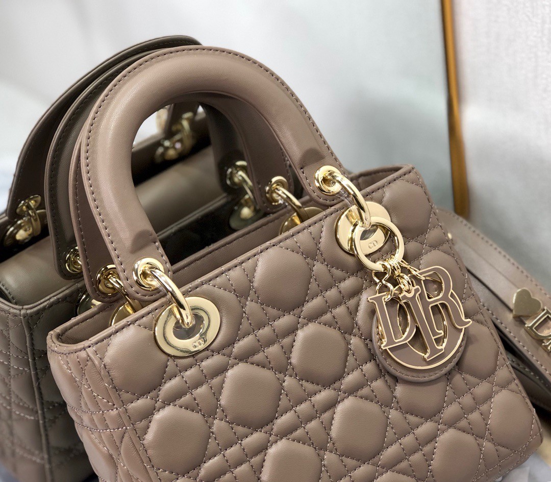 D*or small lady D*or my abcD*or bag in warm taupe cannage lambskin
