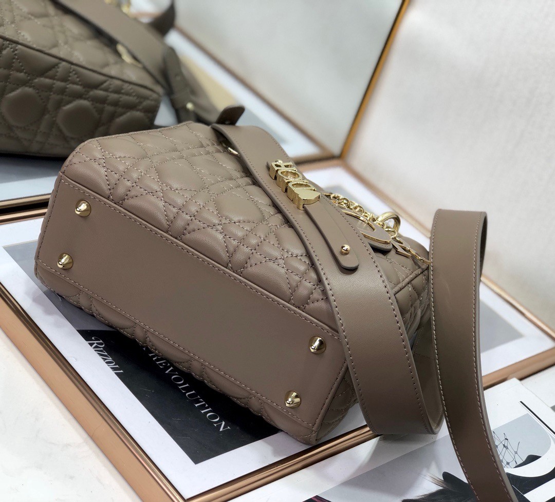 D*or small lady D*or my abcD*or bag in warm taupe cannage lambskin