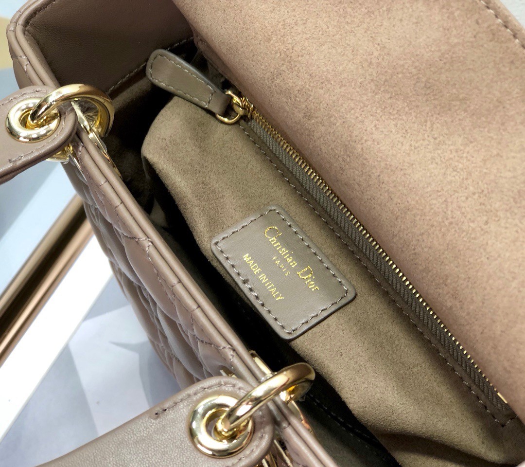 D*or small lady D*or my abcD*or bag in warm taupe cannage lambskin