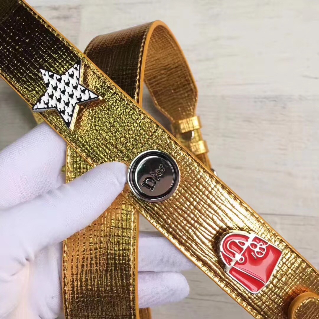 D*or my lady D*or bag in gold grained calfskin