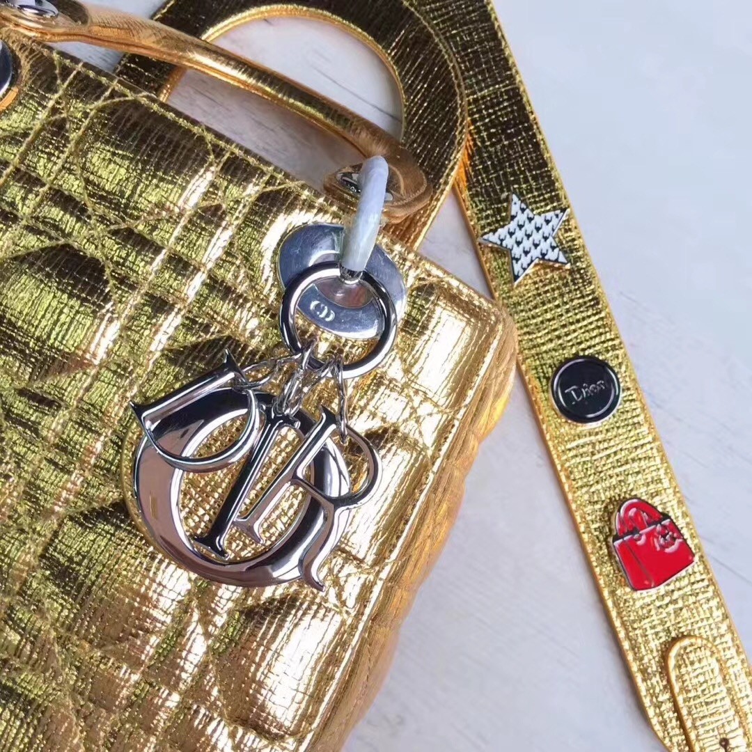 D*or my lady D*or bag in gold grained calfskin