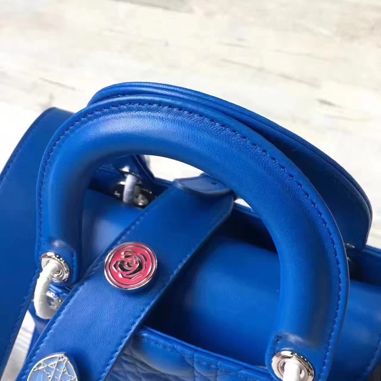 D*or my lady D*or bag in blue lambskin