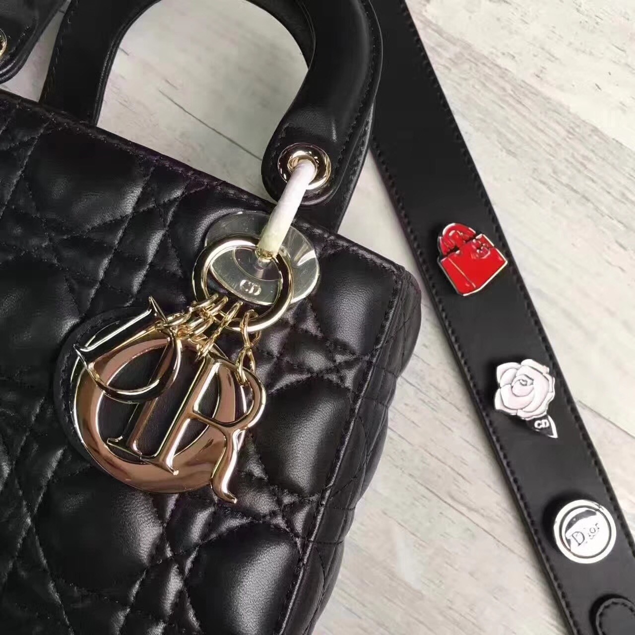 D*or my lady D*or bag in black lambskin