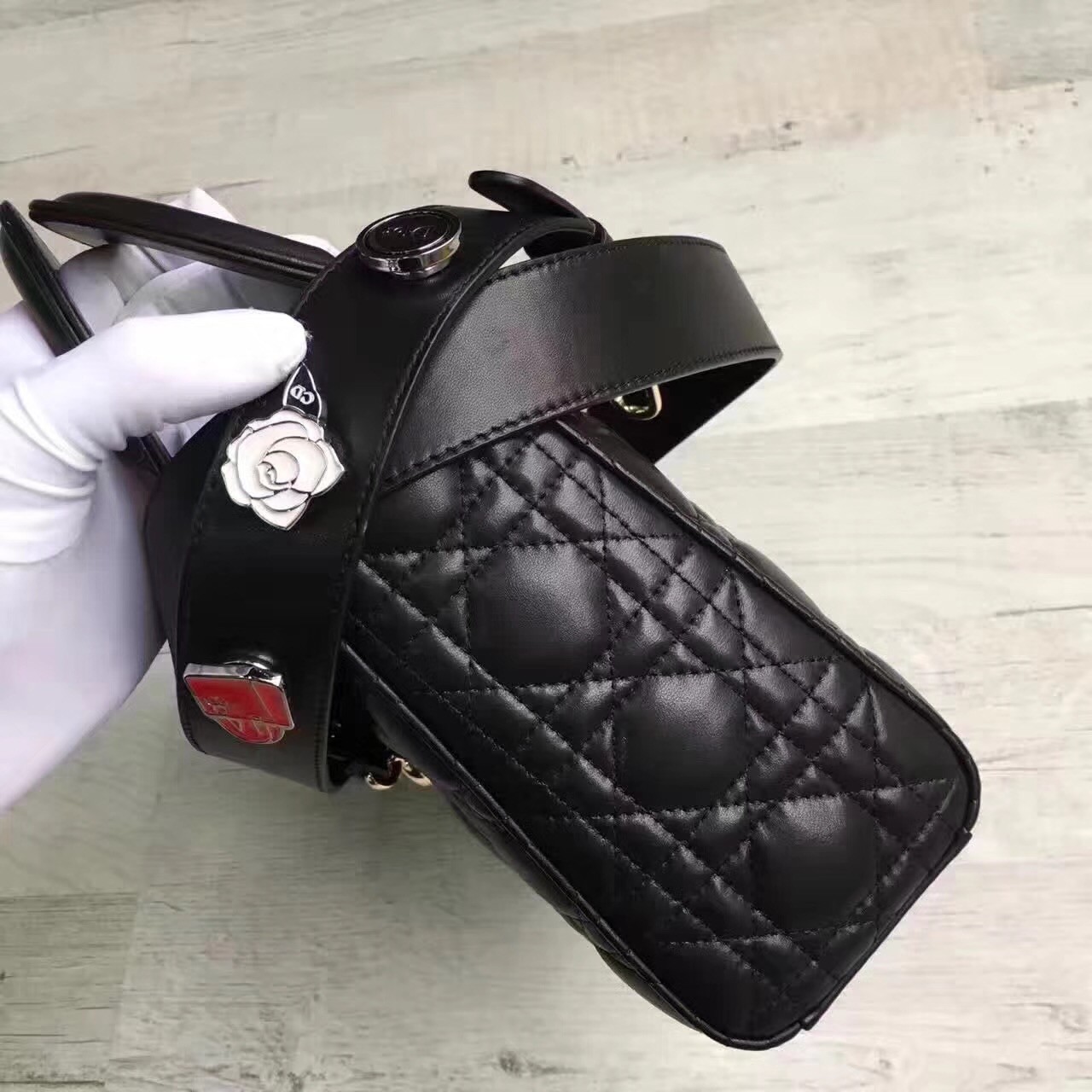 D*or my lady D*or bag in black lambskin