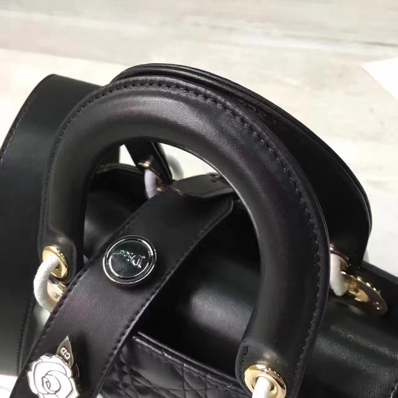 D*or my lady D*or bag in black lambskin