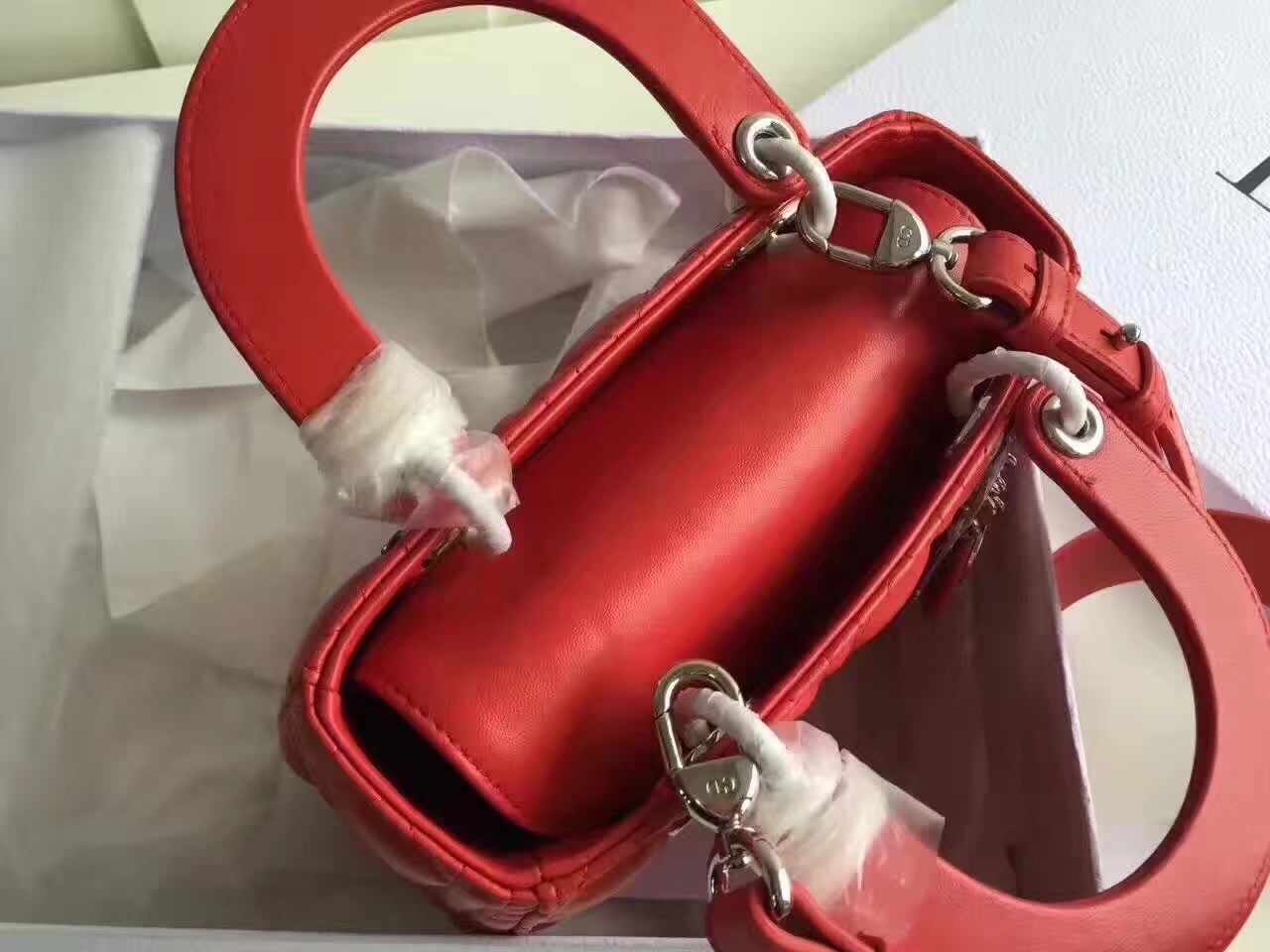 D*or my lady D*or bag in red lambskin