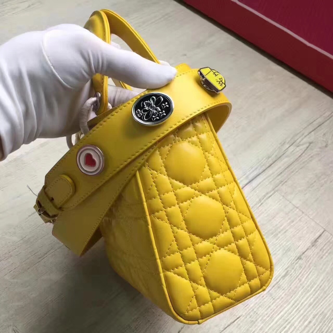 D*or my lady D*or bag in yellow lambskin