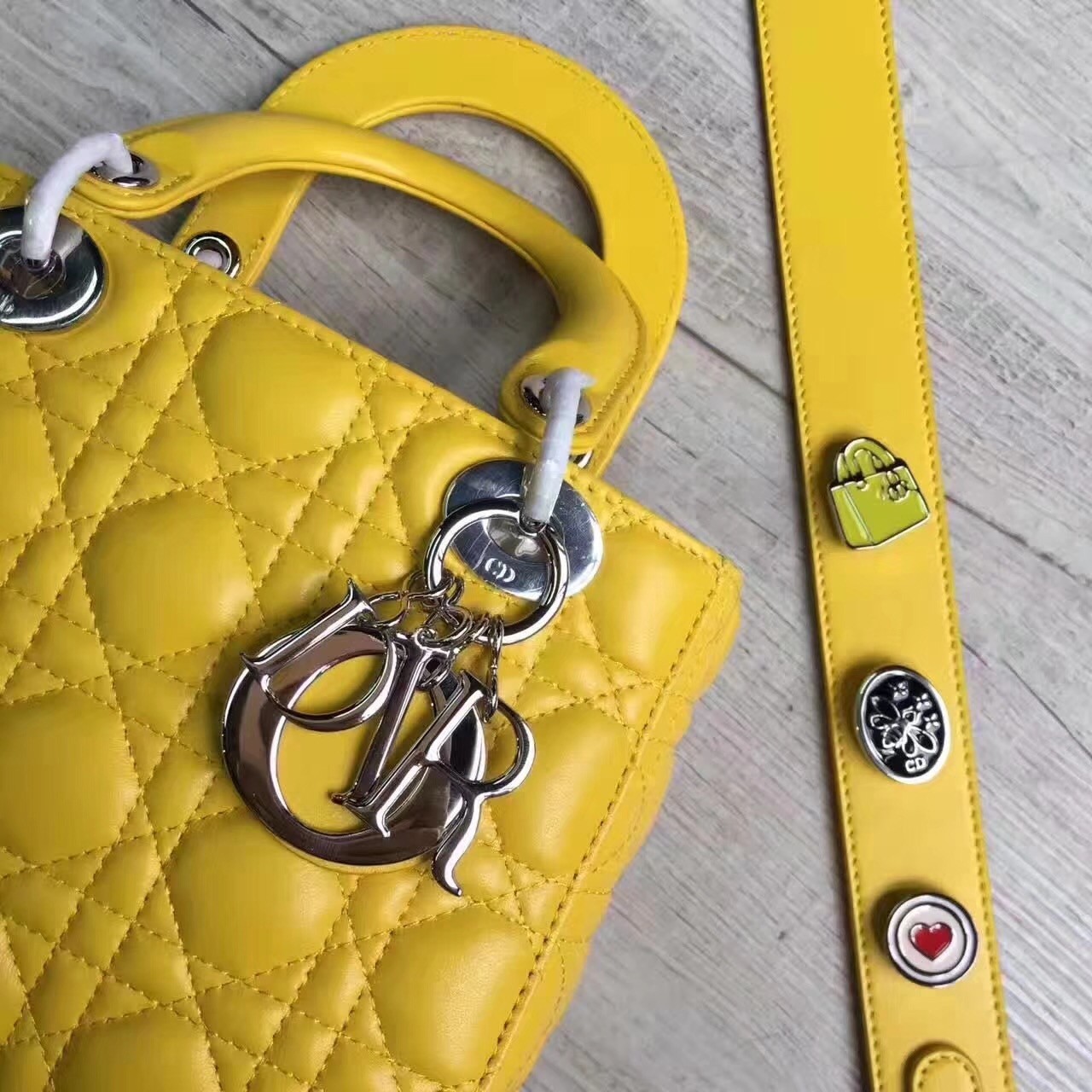 D*or my lady D*or bag in yellow lambskin