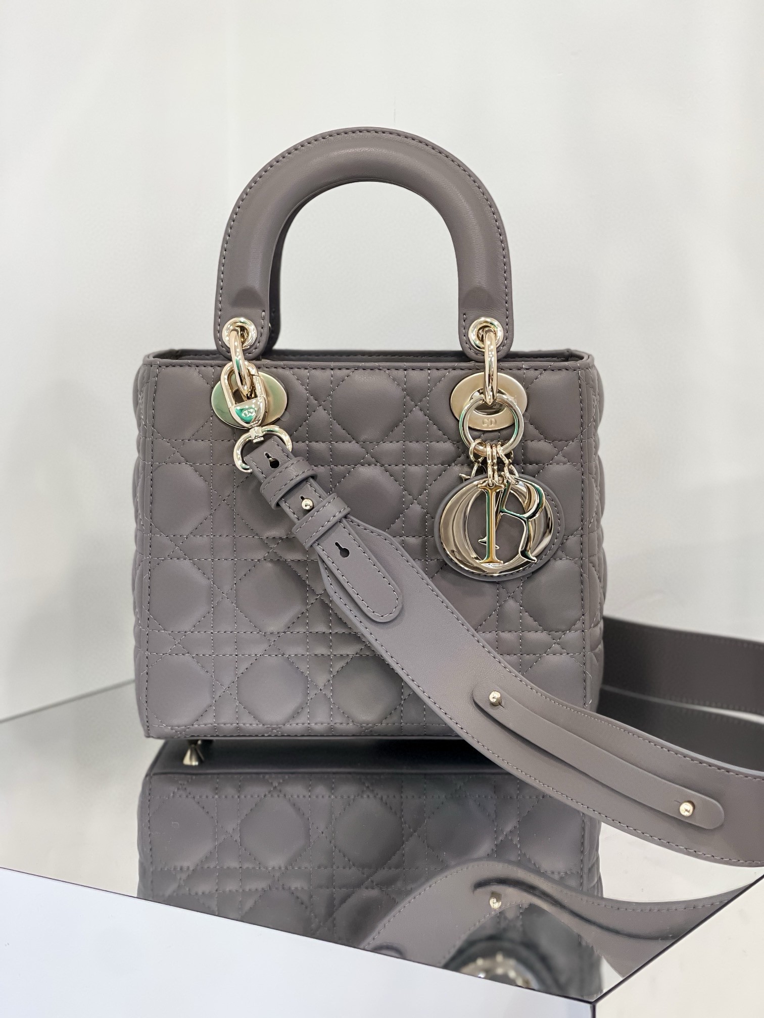 D*or small lady D*or my abcD*or bag in steel grey lambskin