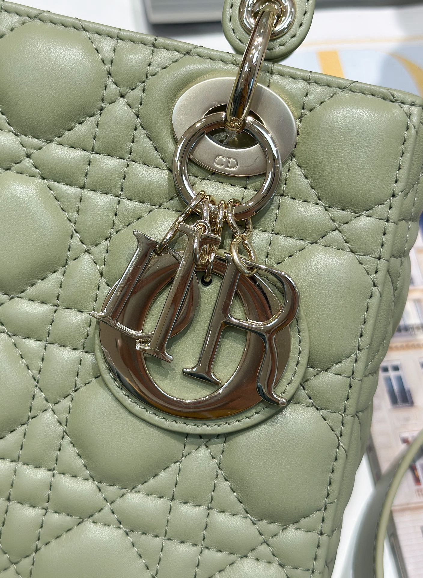 D*or small lady D*or my abcD*or bag in ethereal green lambskin