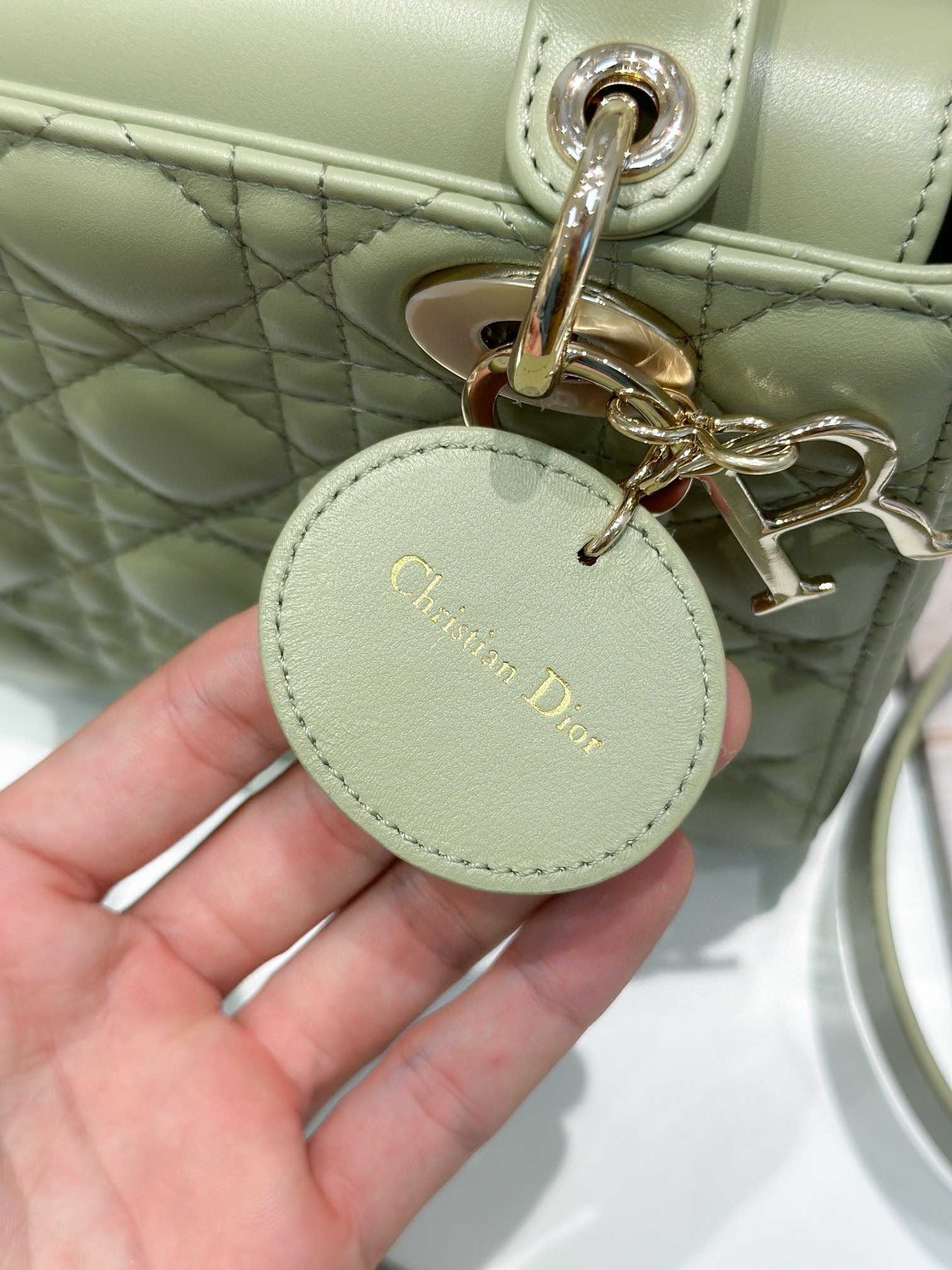D*or small lady D*or my abcD*or bag in ethereal green lambskin