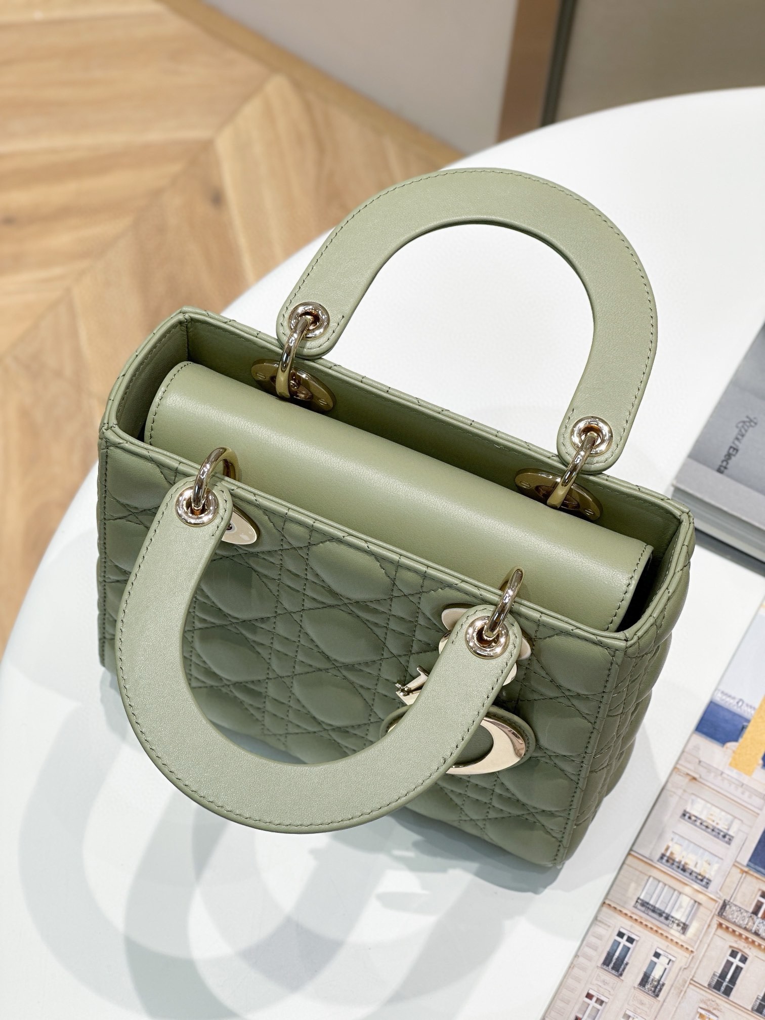 D*or small lady D*or my abcD*or bag in ethereal green lambskin