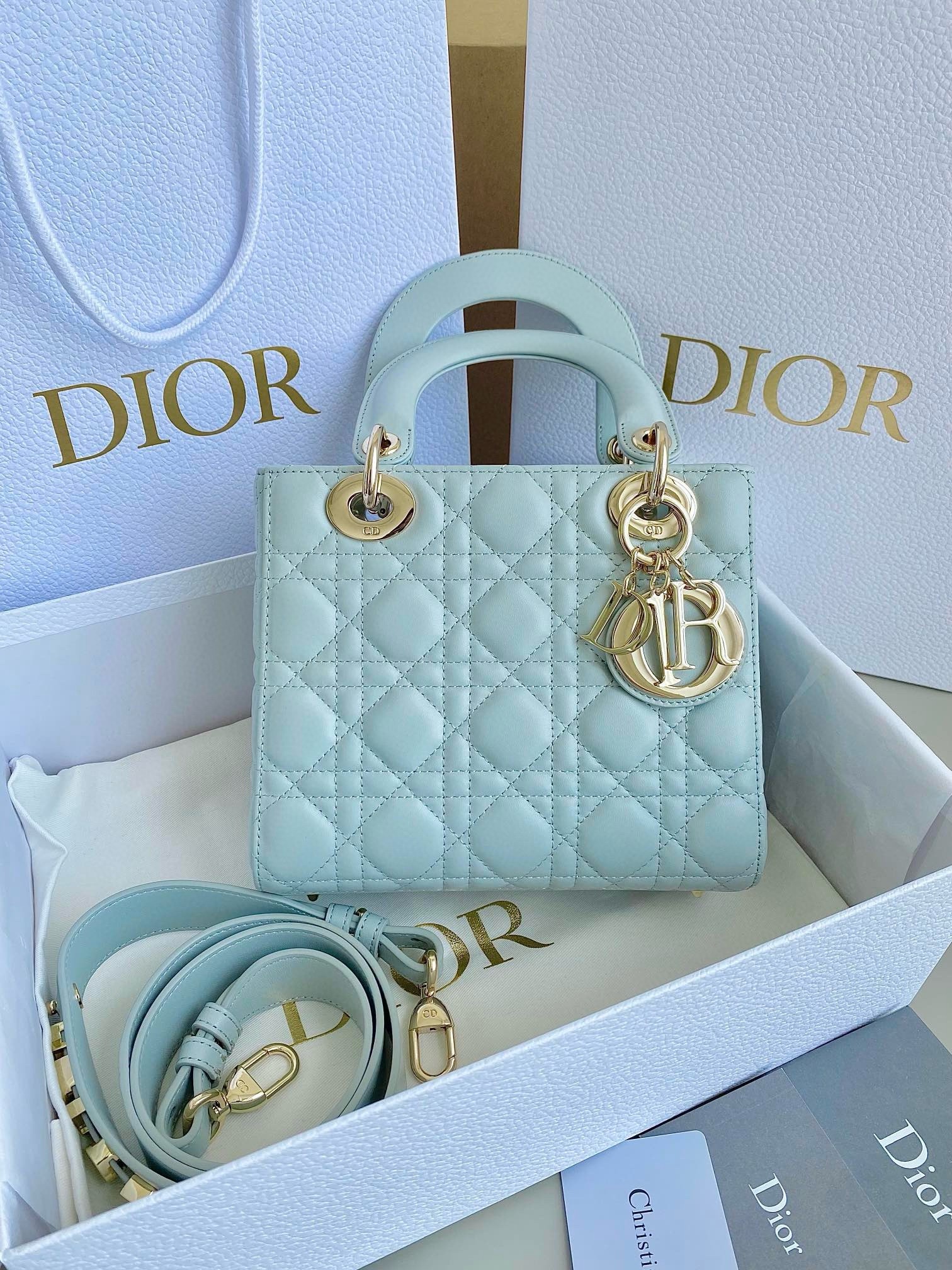 D*or small lady D*or my abcD*or bag in placid blue lambskin