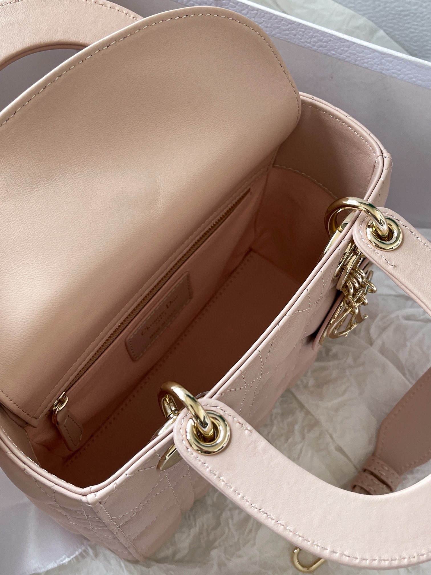 D*or small lady D*or my abcD*or bag in powder pink lambskin