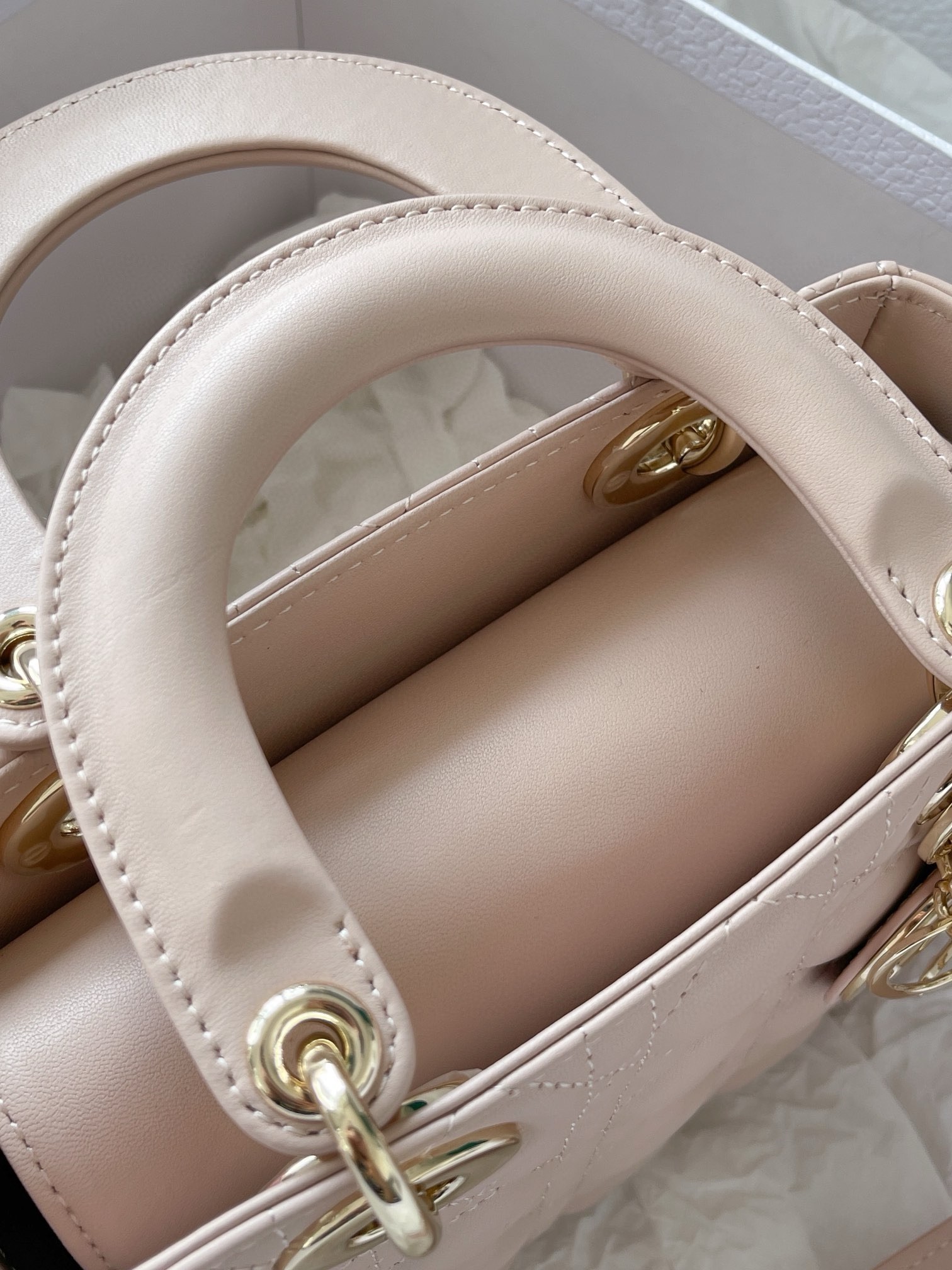 D*or small lady D*or my abcD*or bag in powder pink lambskin
