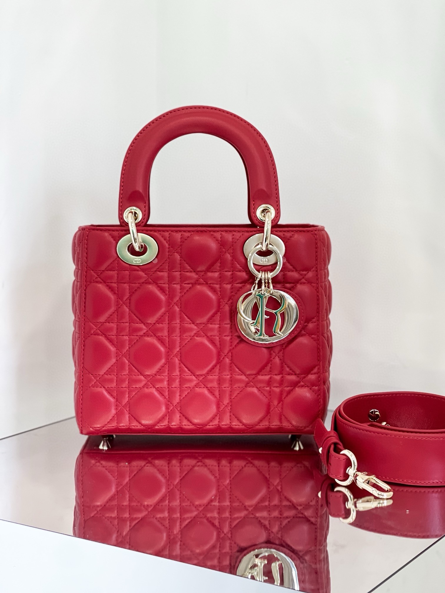 D*or small lady D*or my abcD*or bag in red lambskin