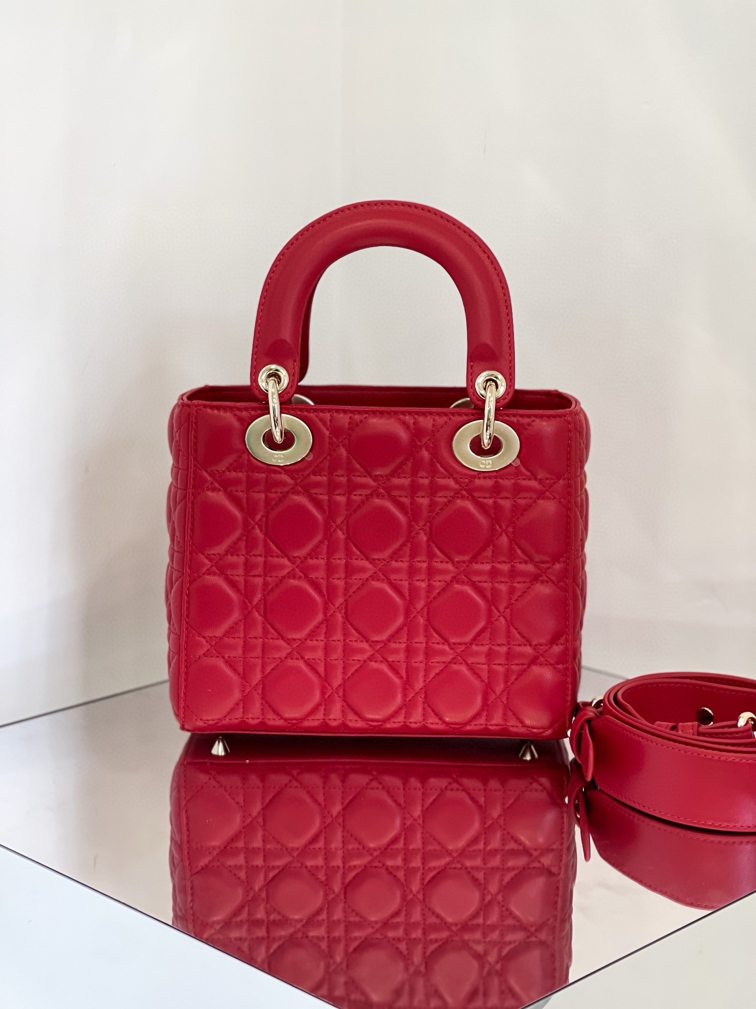 D*or small lady D*or my abcD*or bag in red lambskin