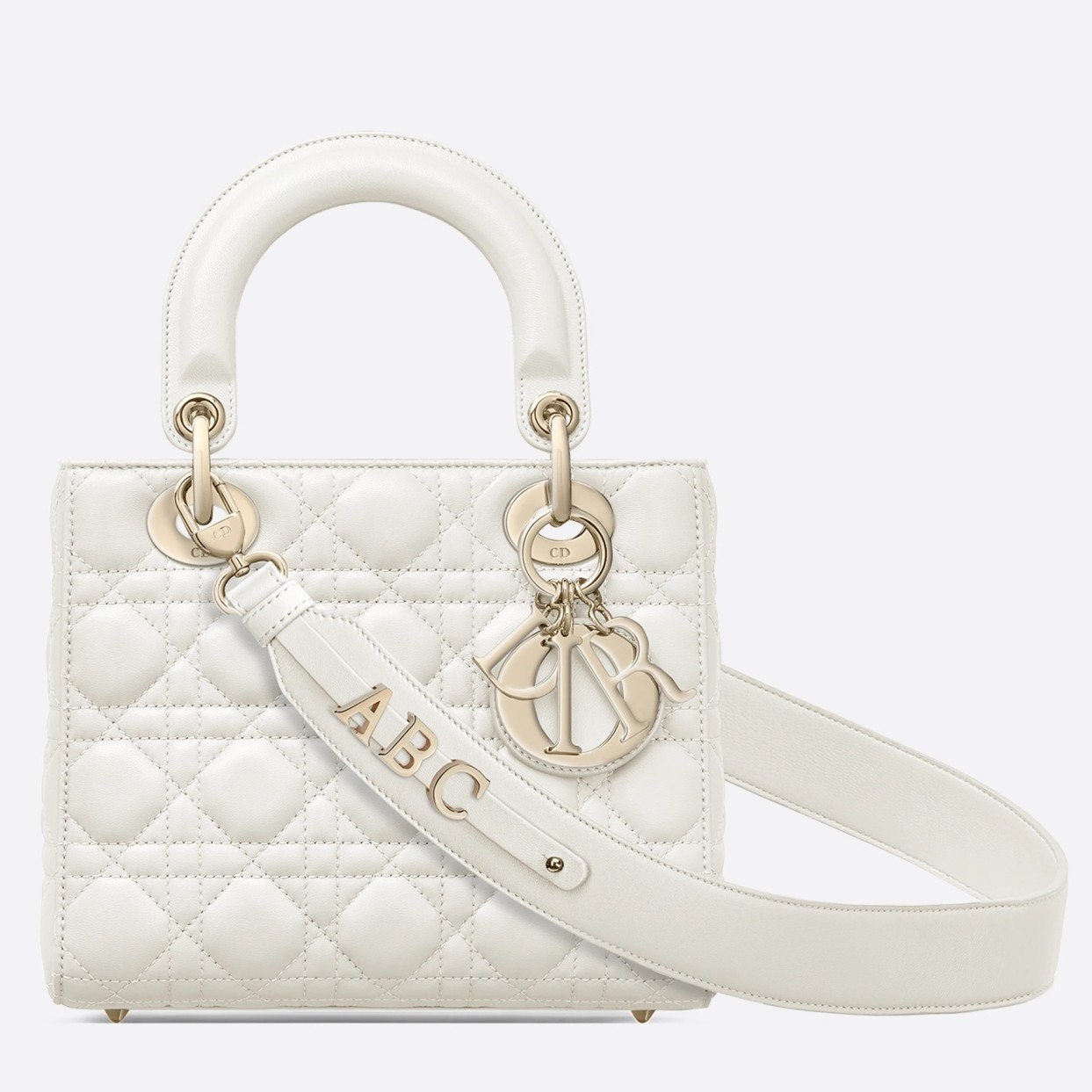 D*or small lady D*or my abcD*or bag in white lambskin