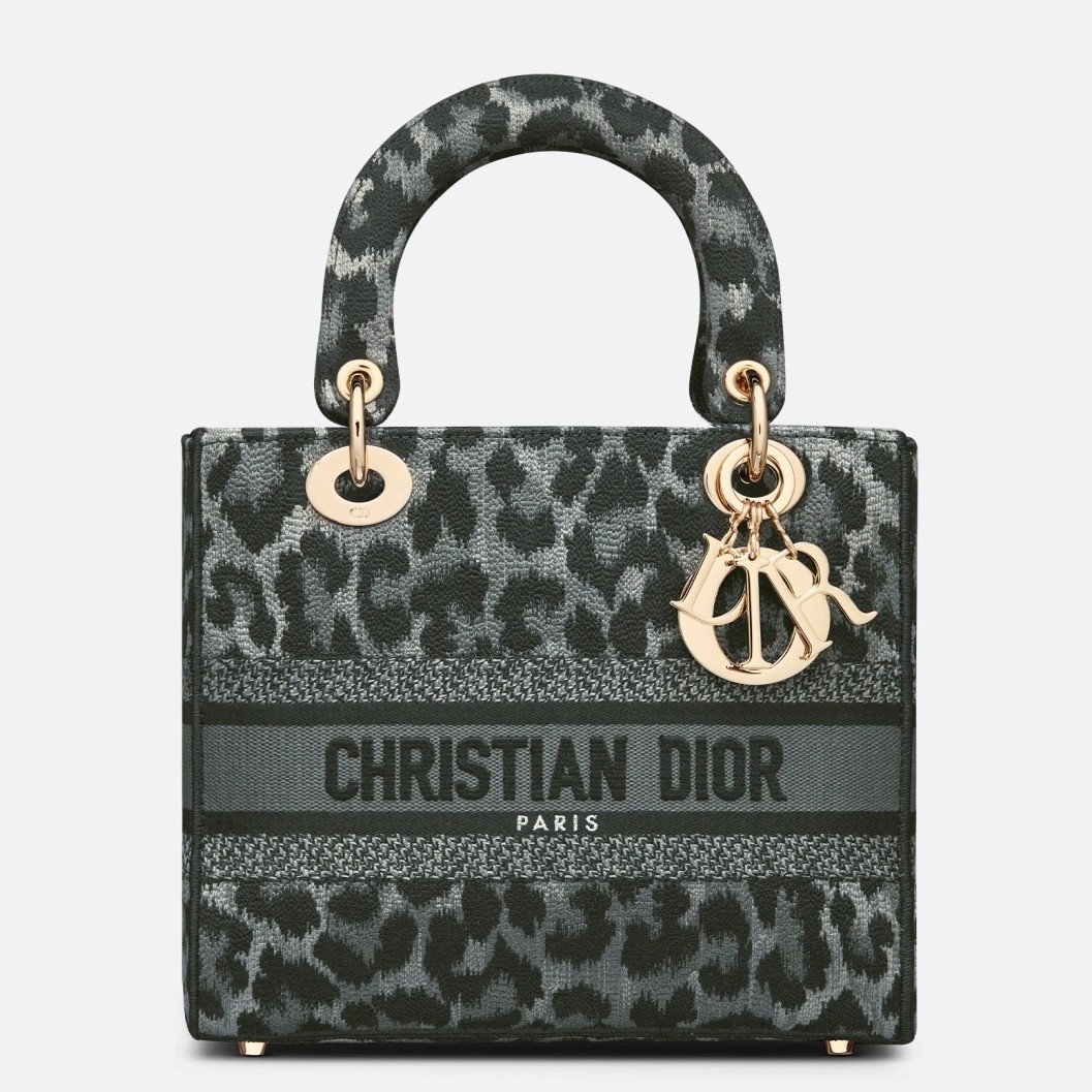 D*or medium lady d-lite bag in grey mizza embroidery