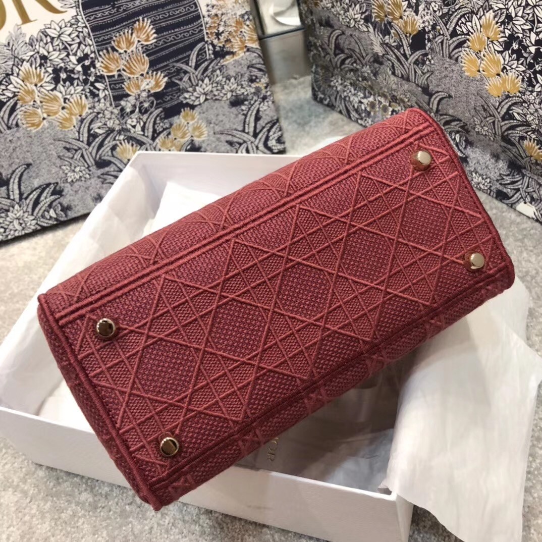 D*or medium lady d-lite bag in mallow rose cannage canvas