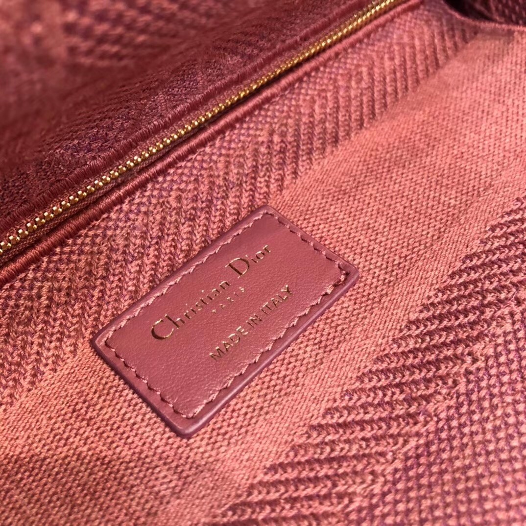 D*or medium lady d-lite bag in mallow rose cannage canvas