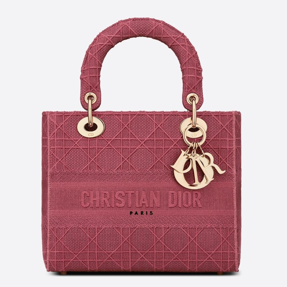 D*or medium lady d-lite bag in mallow rose cannage canvas