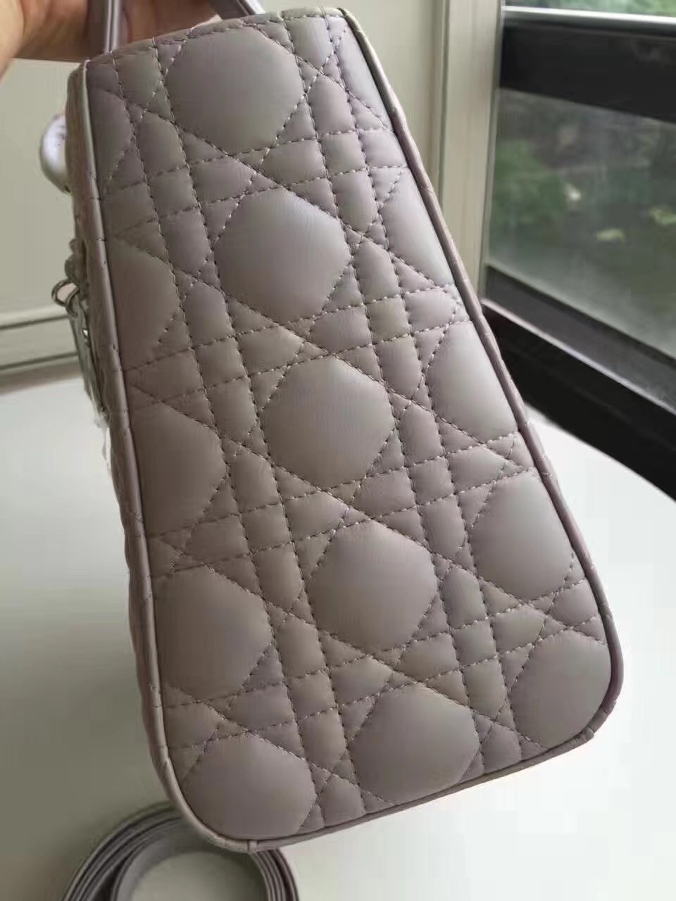 D*or medium lady D*or bag in grey lambskin