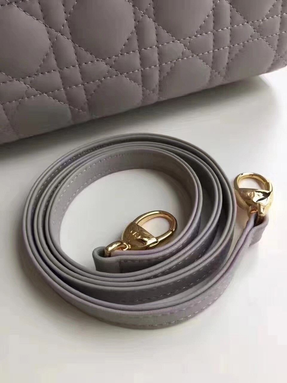 D*or medium lady D*or bag in grey lambskin