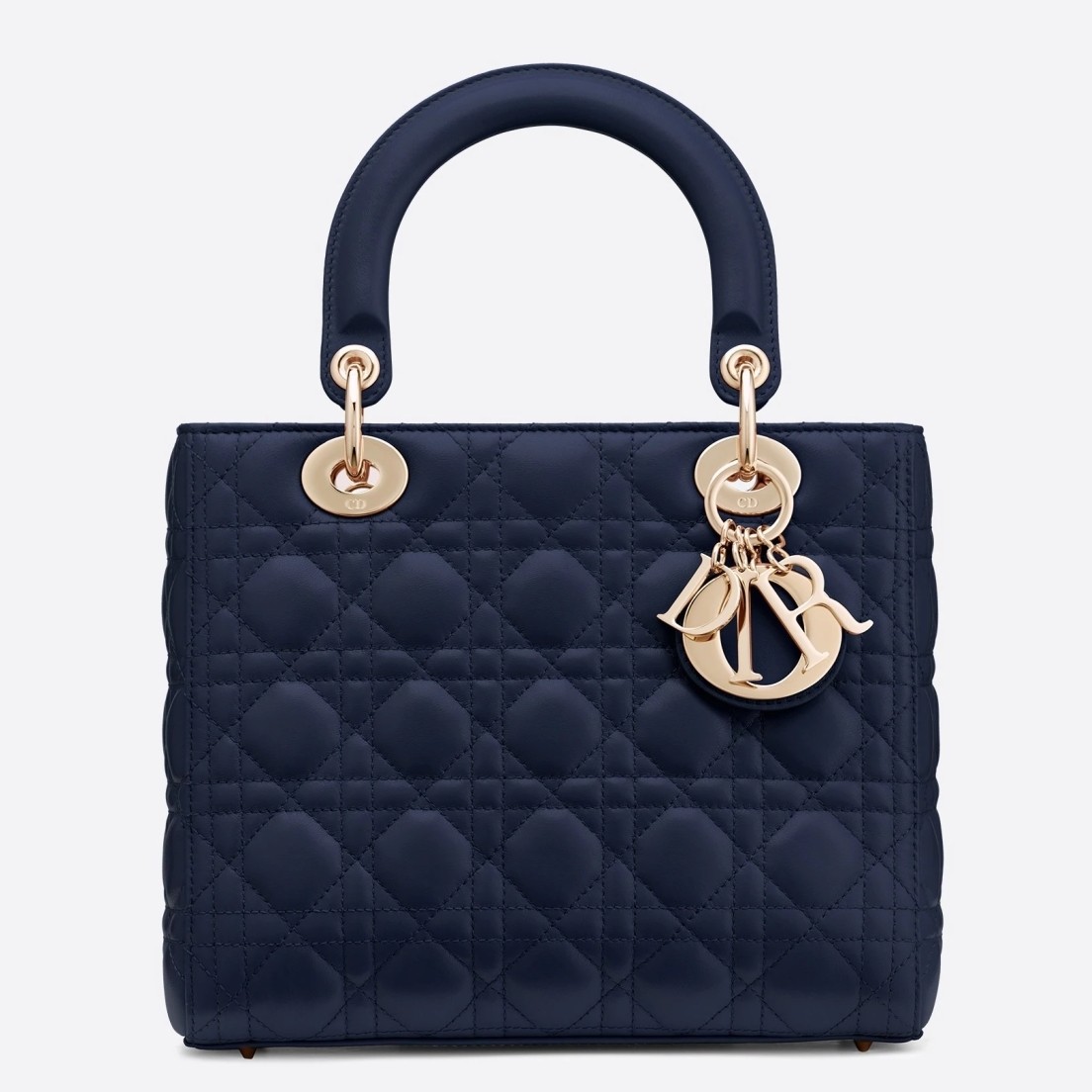 D*or medium lady D*or bag in indigo blue cannage lambskin