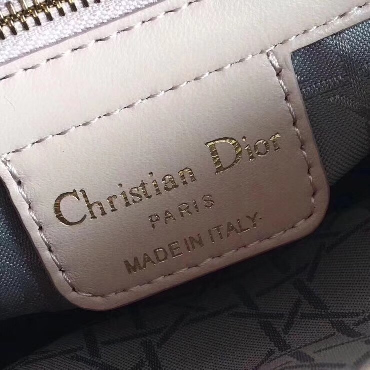 D*or medium lady D*or bag in pink lambskin