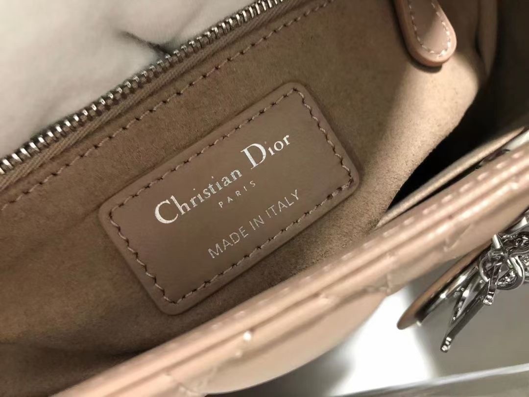 D*or medium lady D*or bag in blush cannage lambskin